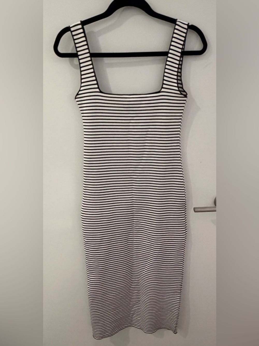 Zara NWT Striped Square-Neck Dress in Black and White Size Medium